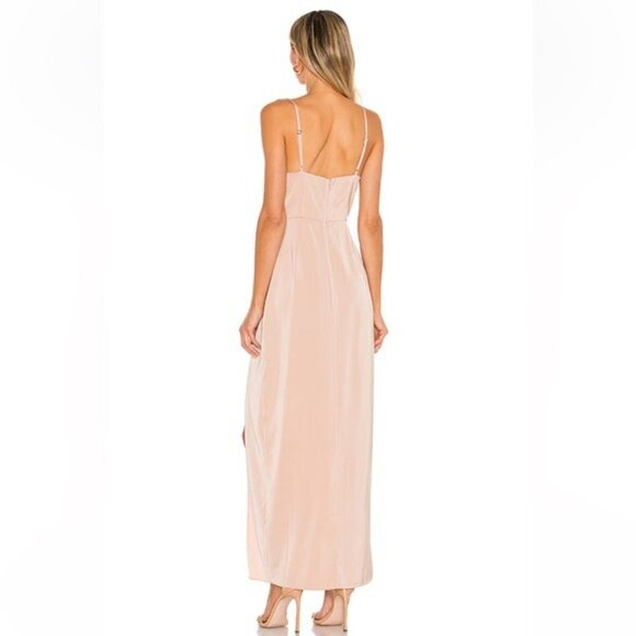 NBD Revolve Lila Champagne Satin Gown Side Slit Maxi Dress Womens Size Small NWT - Picture 3 of 16